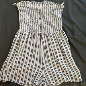 Stripped strapless romper from garage